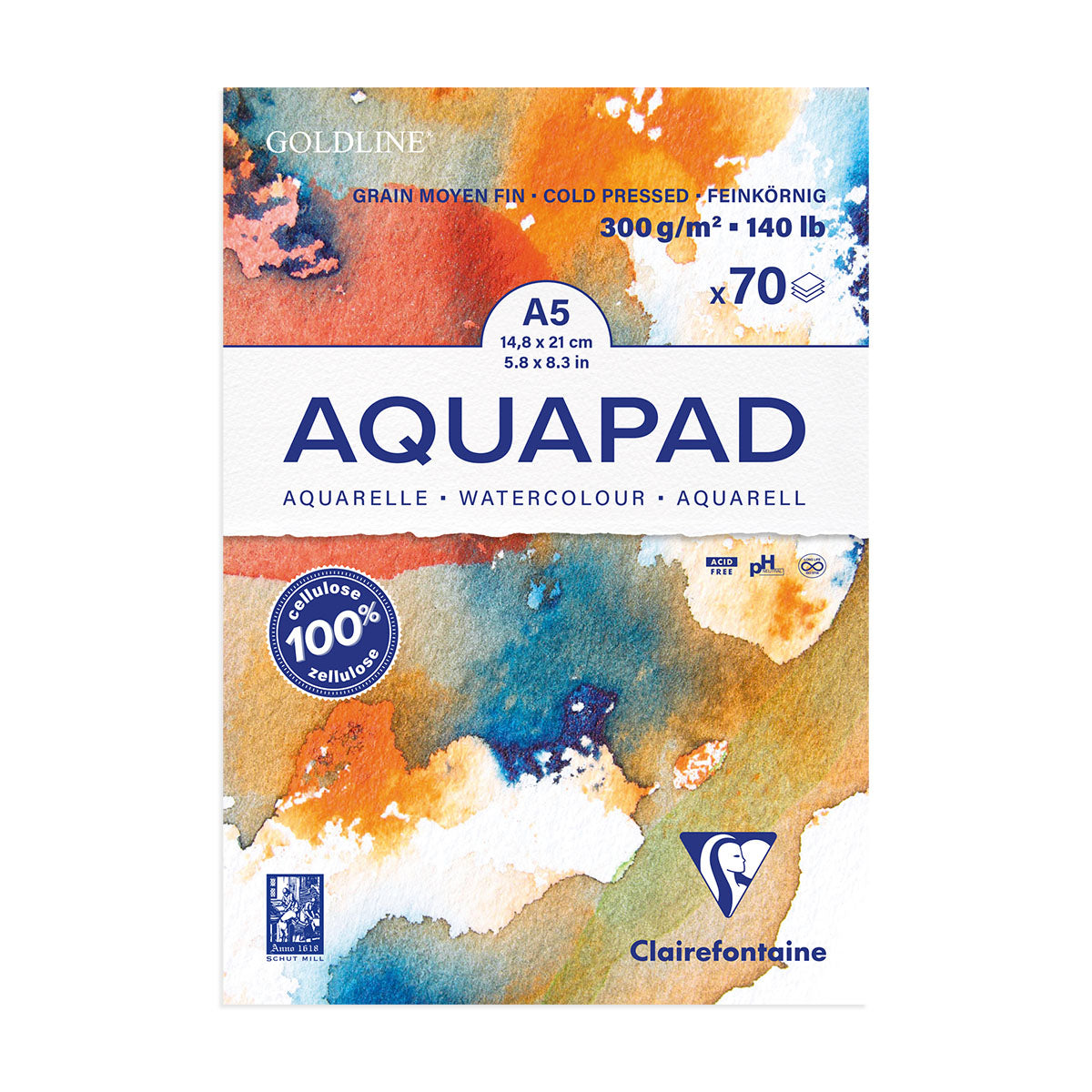 Clairefontaine Goldline Aquapad White A5 300g 70 sheets