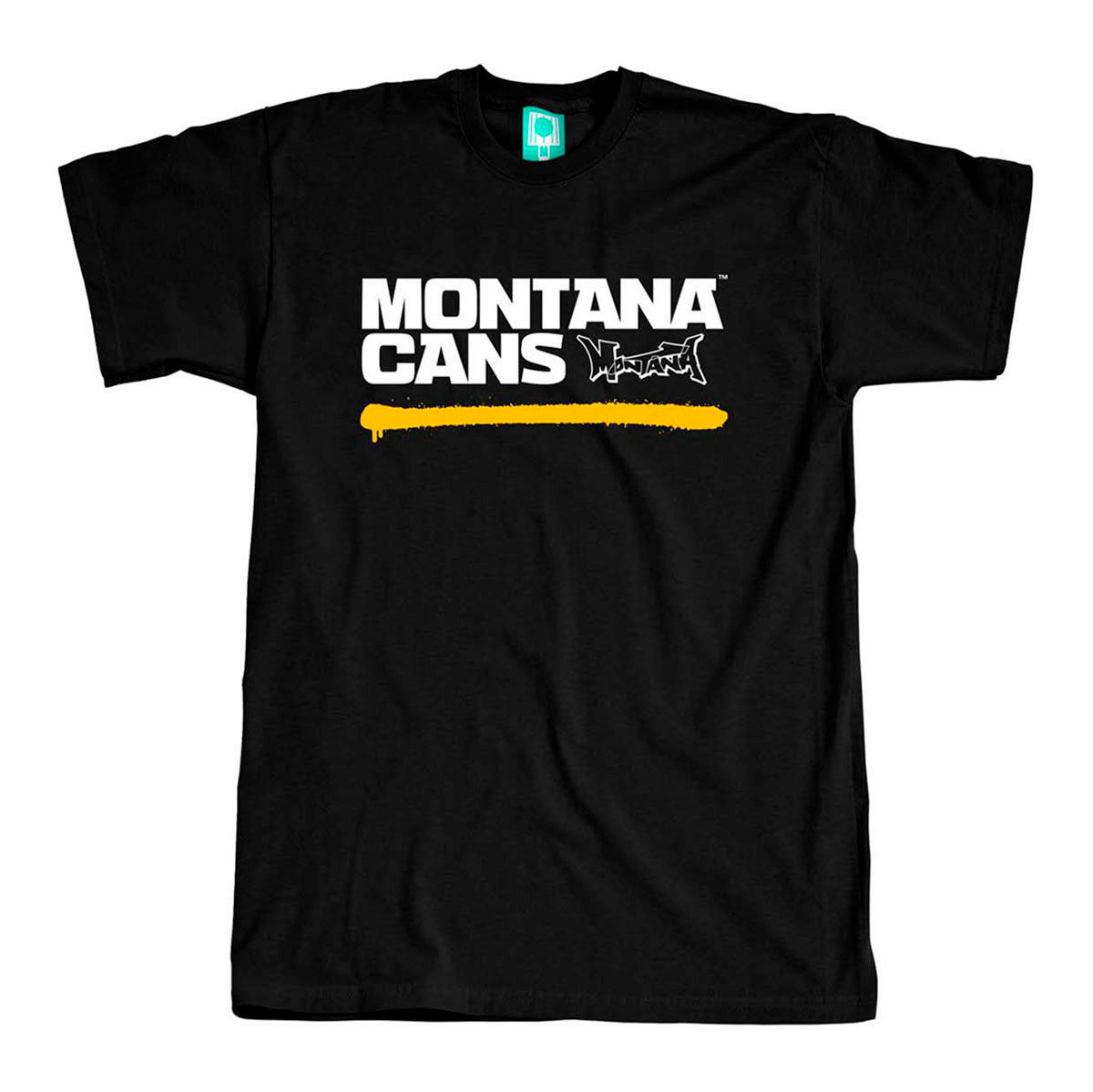 Montana Cans Typo Logo Underline T-Shirt Black Yellow - image 1