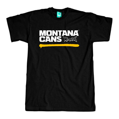 Montana Cans Typo Logo Underline T-Shirt Black Yellow - image 1