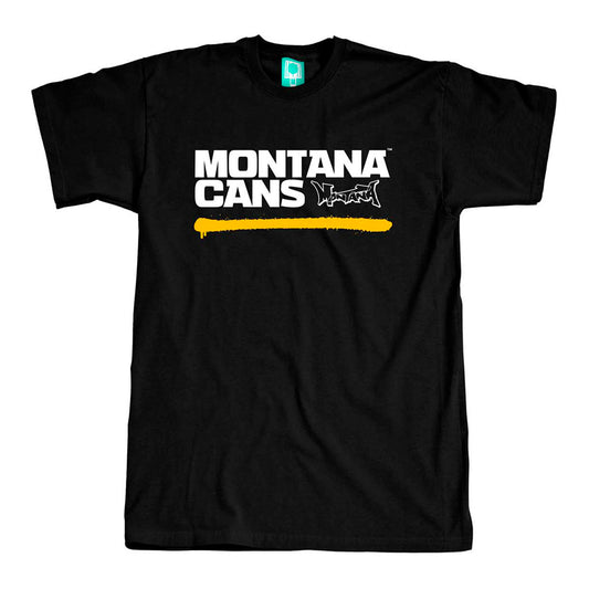 Montana Cans Typo Logo Underline T-Shirt Black Yellow - image 1