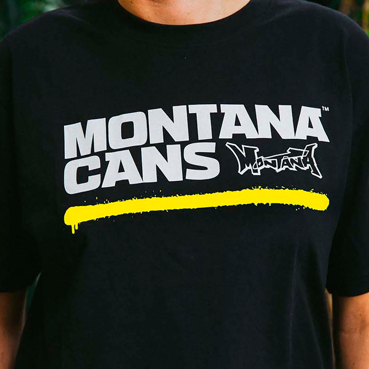 Montana Cans Typo Logo Underline T-Shirt Black Yellow - image 2