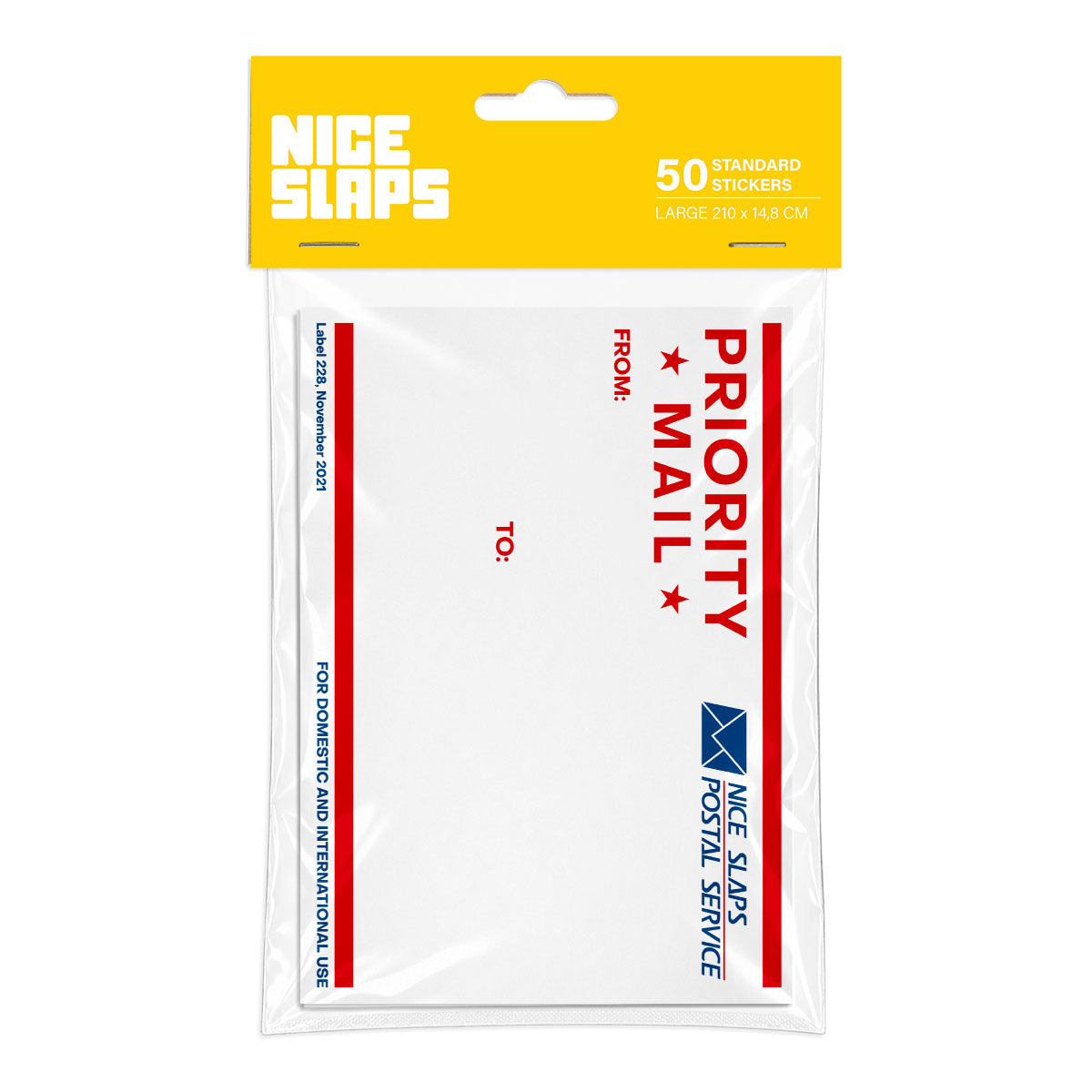 NICE SLAPS Standard Sticker Priority Mail Red, Large 50pcs - image 1