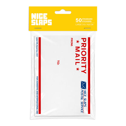 NICE SLAPS Standard Sticker Priority Mail Red, Large 50pcs - image 1