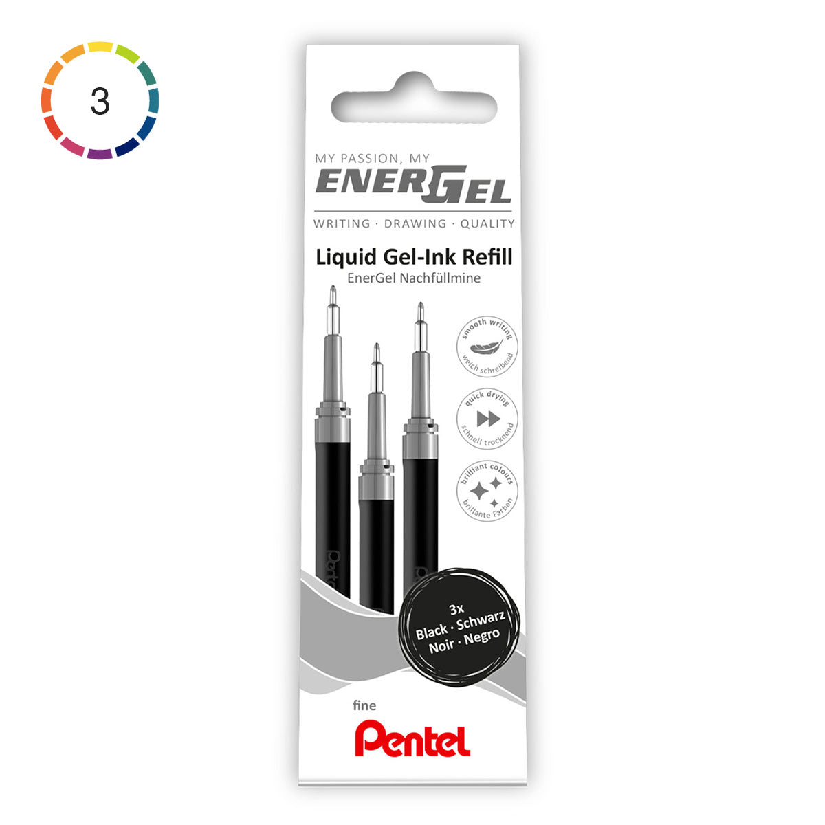 Pentel EnerGel LRN5 Needle Point Refill 0.5 mm 3-Pack - image 1