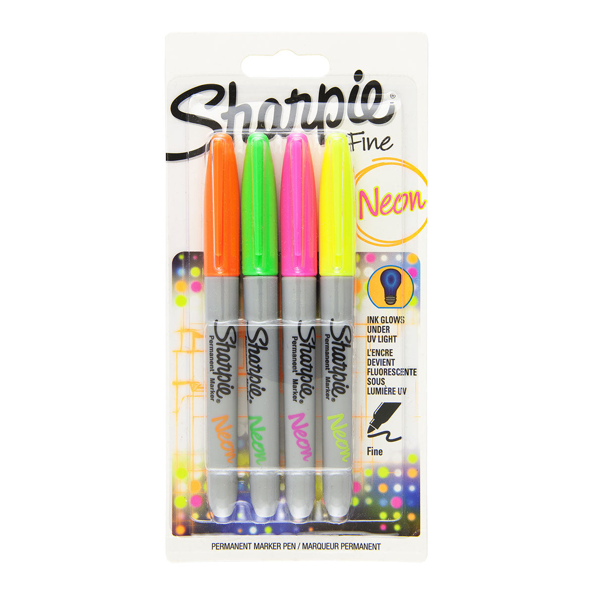Sharpie Permanent Marker Fine Point 4 Set Neon - image 1