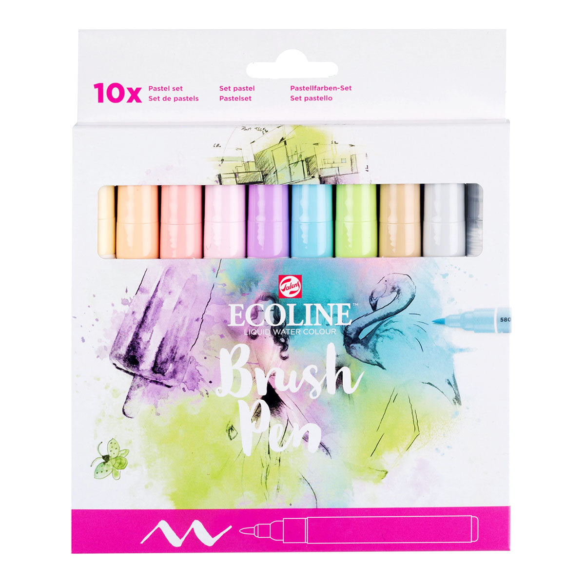 Talens Ecoline Brush Pen 10 set, Pastel Colors - image 1