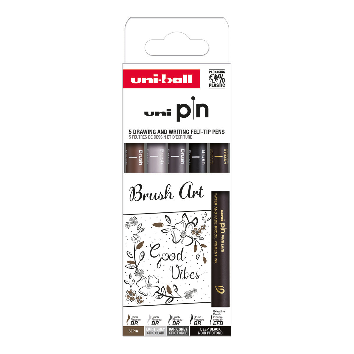 Uni Pin Fine Line Pens Brush Art 5 Set - image 1