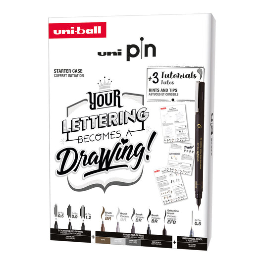 Uni Pin Fine Line Pens Lettering Starter Case 9 Set - image 1