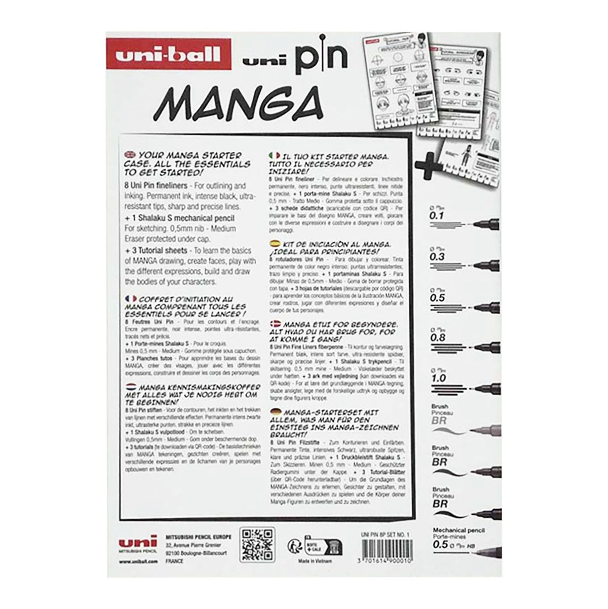 Uni Pin Fine Line Pens Manga Starter Case 9 Set - image 2