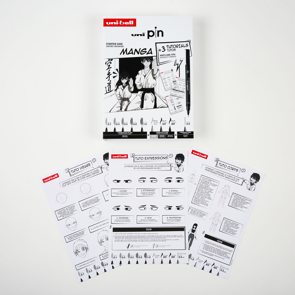 Uni Pin Fine Line Pens Manga Starter Case 9 Set - image 3