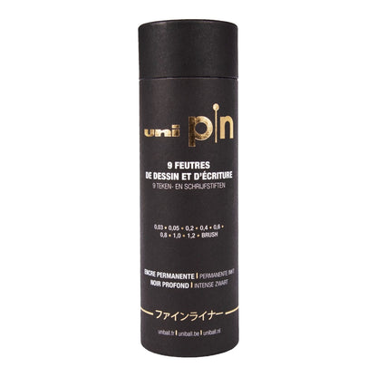 Uni Pin Fine Line Pens The Tube 9 Set, Black - image 1