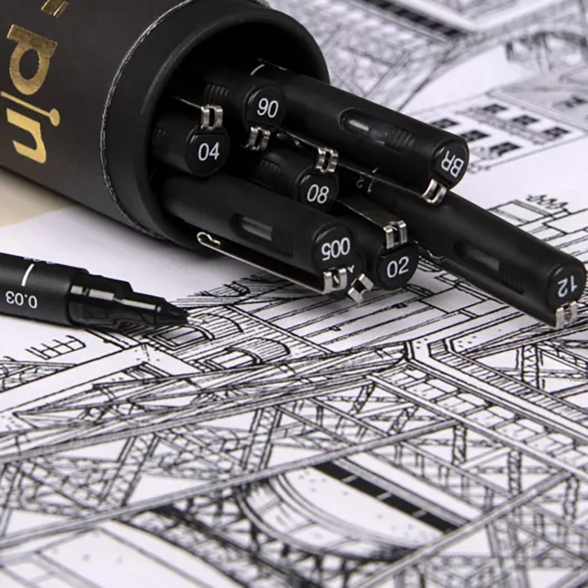 Uni Pin Fine Line Pens The Tube 9 Set, Black - image 2