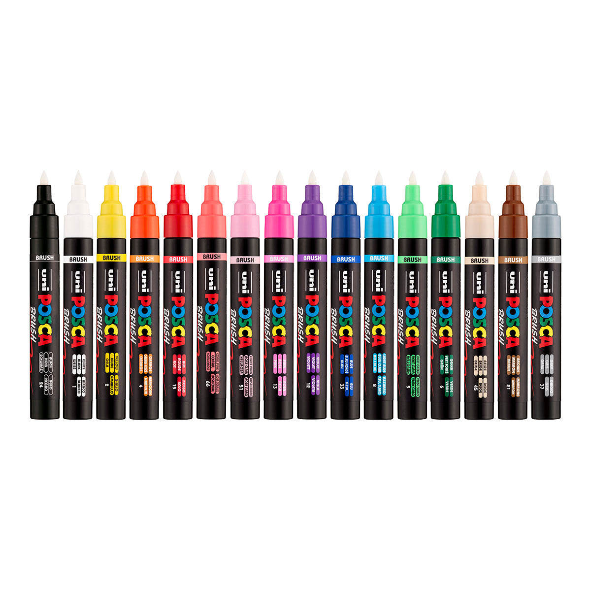 Uni Posca PC-5BR Brush Pen 1-4 mm 16-color set