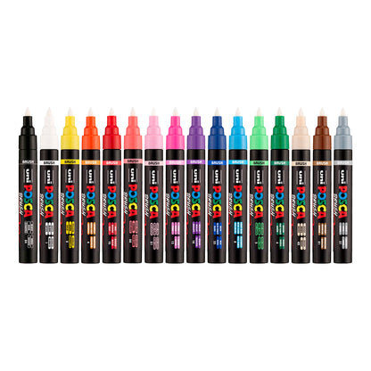 Uni Posca PC-5BR Brush Pen 1-4 mm 16-color set